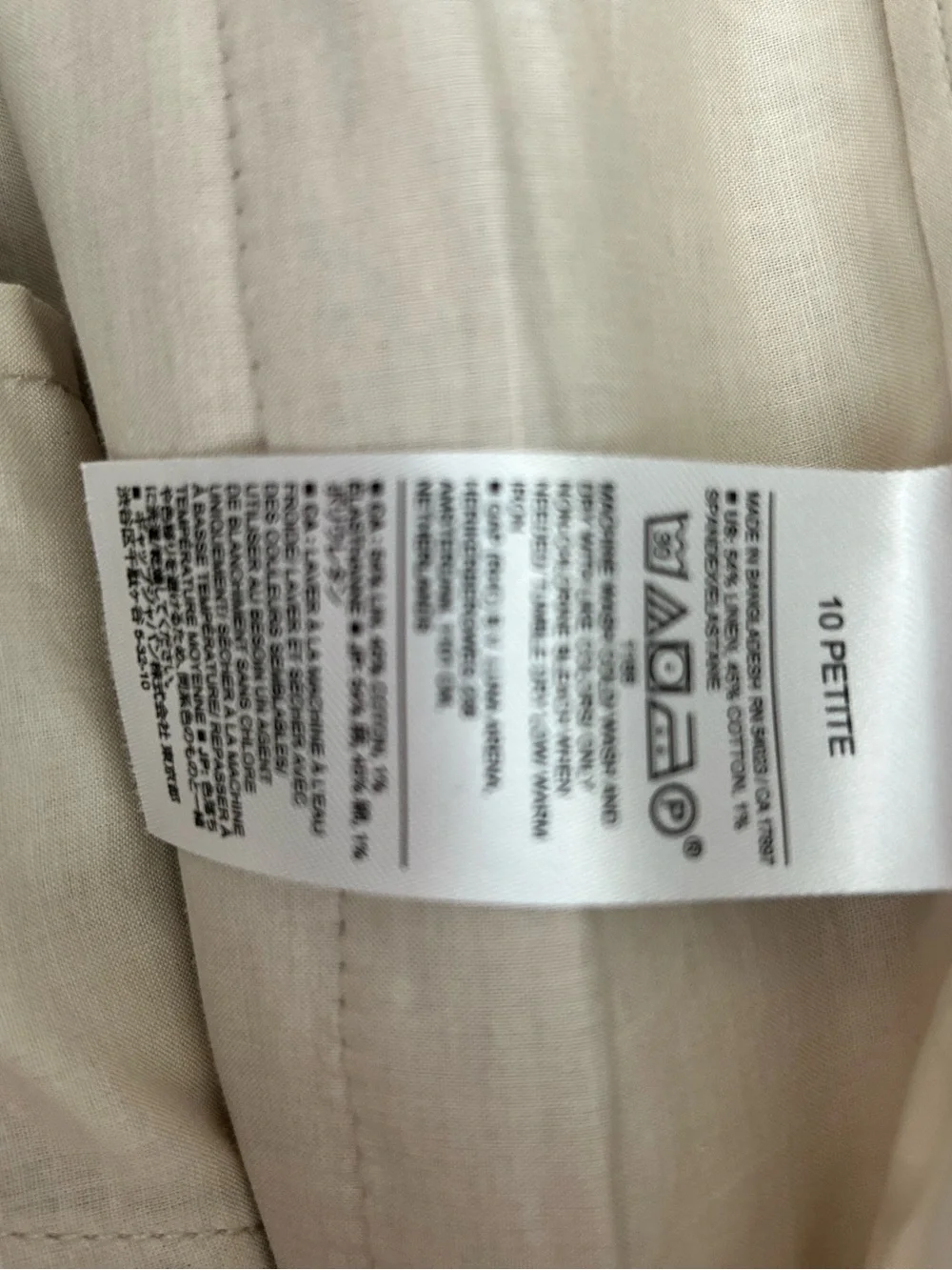 NWT Banana Republic Women LINEN-BLEND WIDE-LEG PLEATED TROUSER Flax, Petite 10